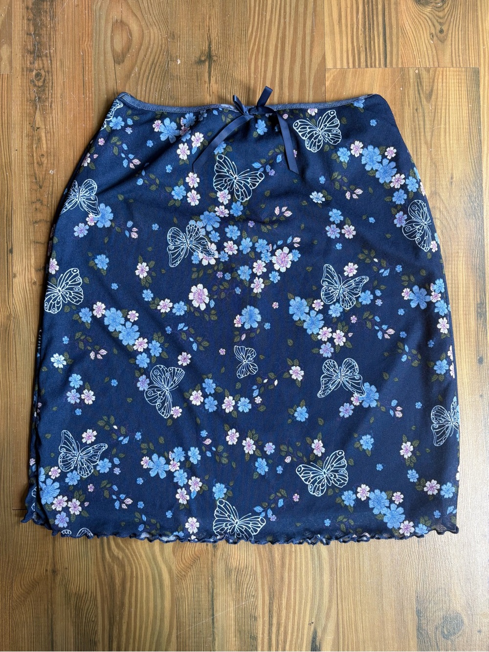 Y2K Cherokee Navy Floral Butterfly Mini Skirt Sz 14/16 girls, Sz S in womens
